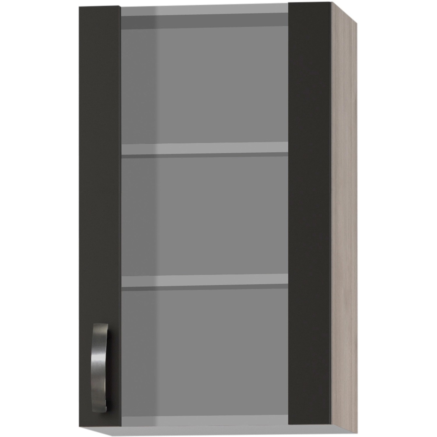 Optifit Oberschrank mit Stollenglastür Faro220 50 cm x 89,6 cm Anthrazit-Braun