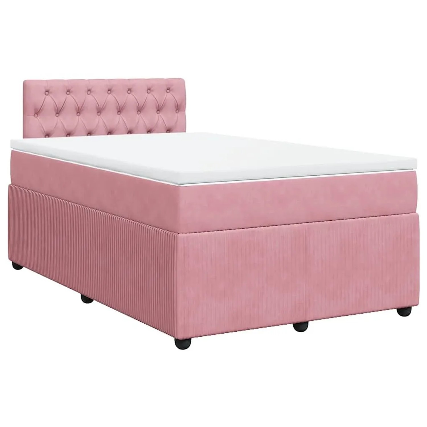 vidaXL Boxspringbett mit Matratze Rosa 120x200 cm Samt 3290021