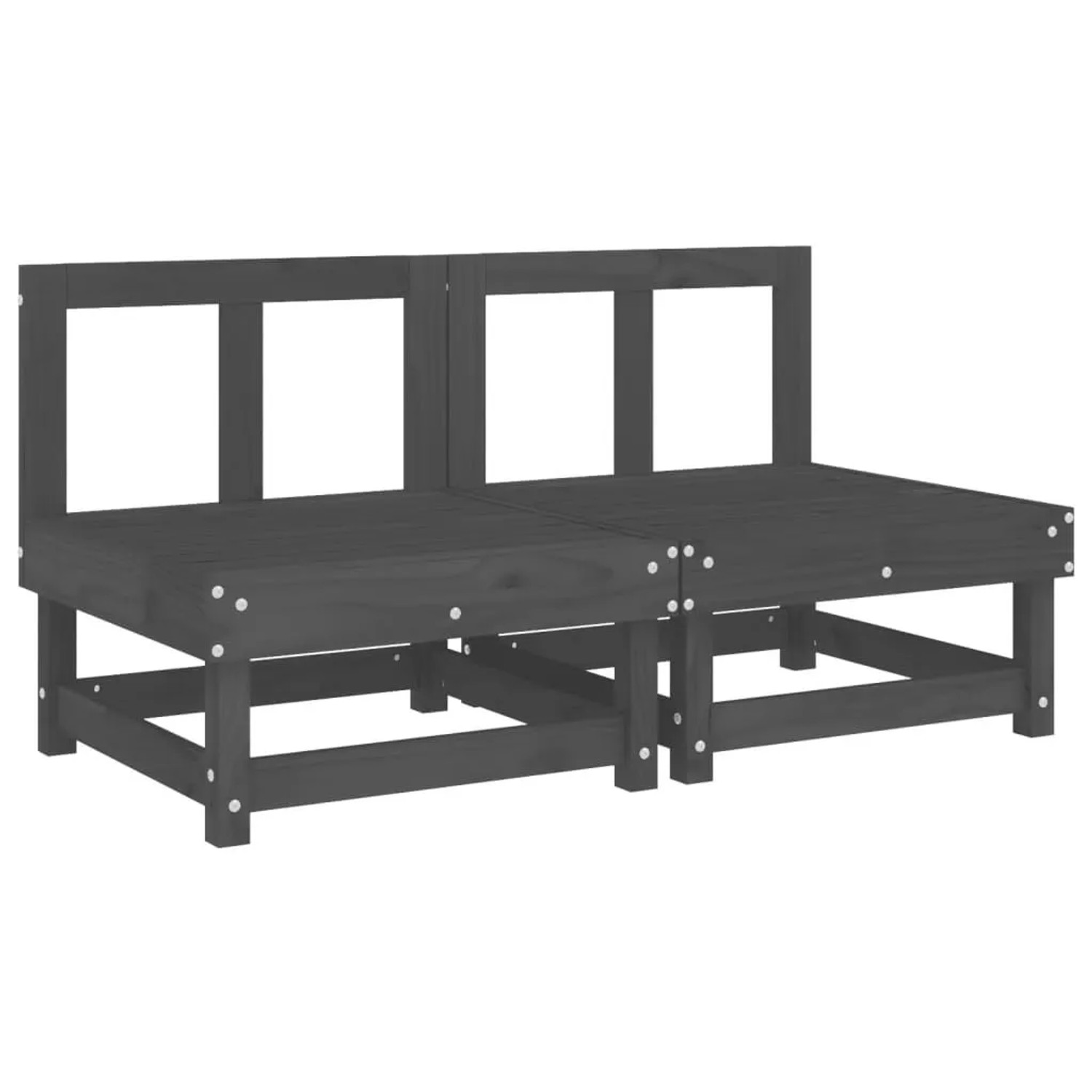 vidaXL Garten-Mittelsofas 2 Stk Grau Massivholz Kiefer 825403