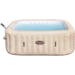 Bestway LAY-Z-SPA Rome AirJet, aufblasbarer Whirlpool in Sandmarmor-Optik, gefüllt mit Wasser.