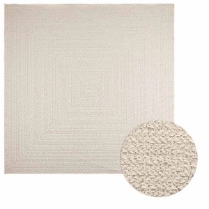 Quadratischer, creme-farbener Outdoor-Teppich ZIZUR in Jute-Optik, 240x240 cm.