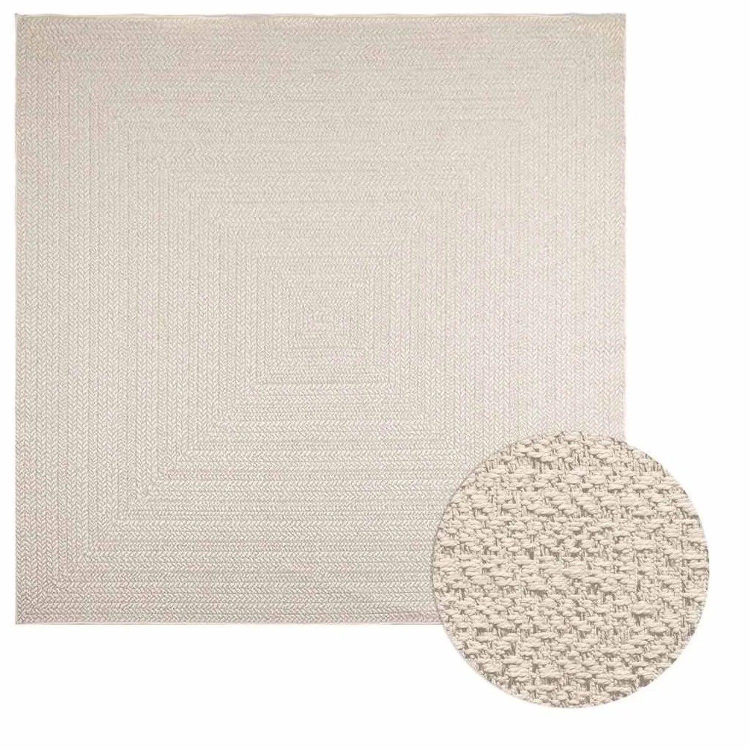 vidaXL Teppich ZIZUR Creme 240x240 cm Jute-Optik Indoor und Outdoor 4010369 günstig online kaufen