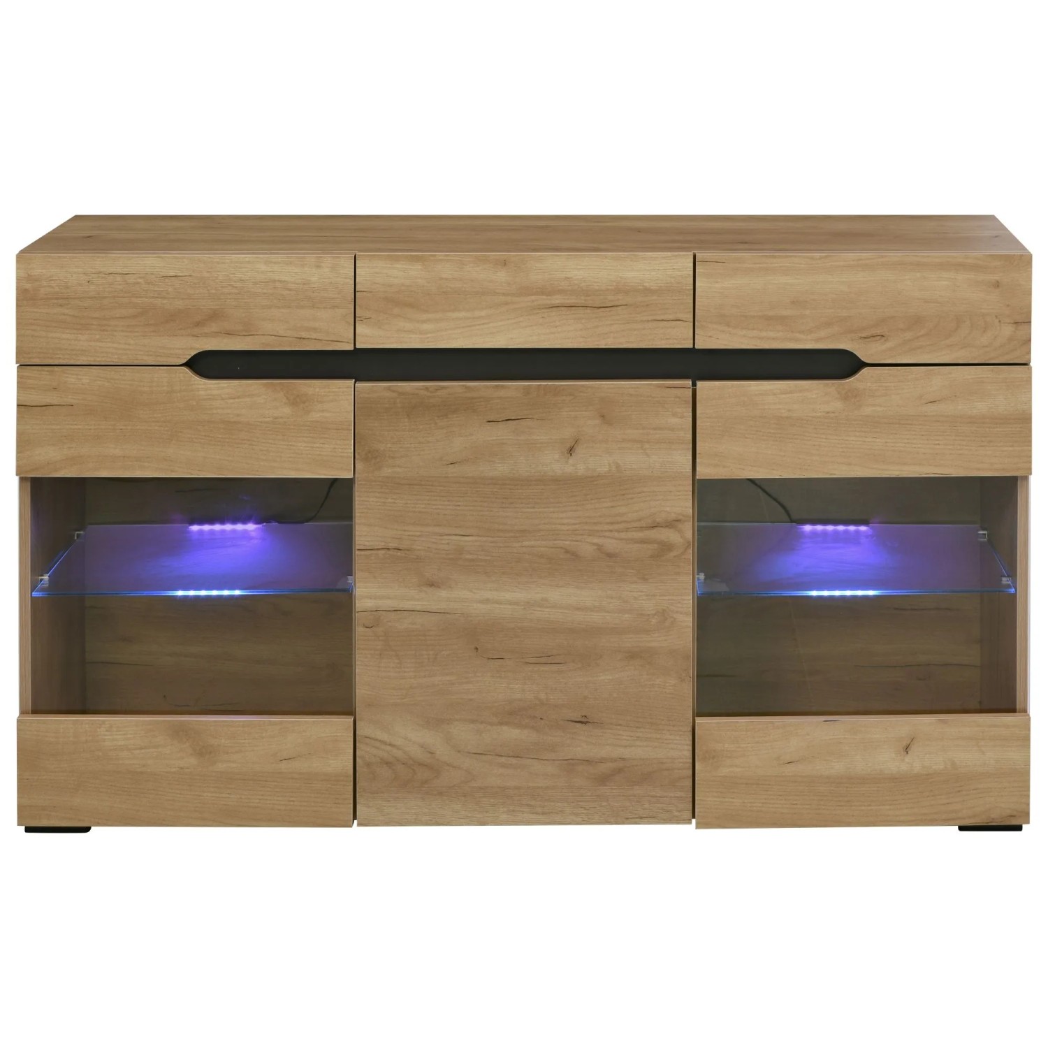 Merax LED Sideboard 3 Türen 3 Schubladen Stauraumschrank Wohnzimmer