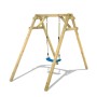 Wickey Schaukel Smart One, rote Kinderschaukel aus Holz mit blauem Schaukelsitz.