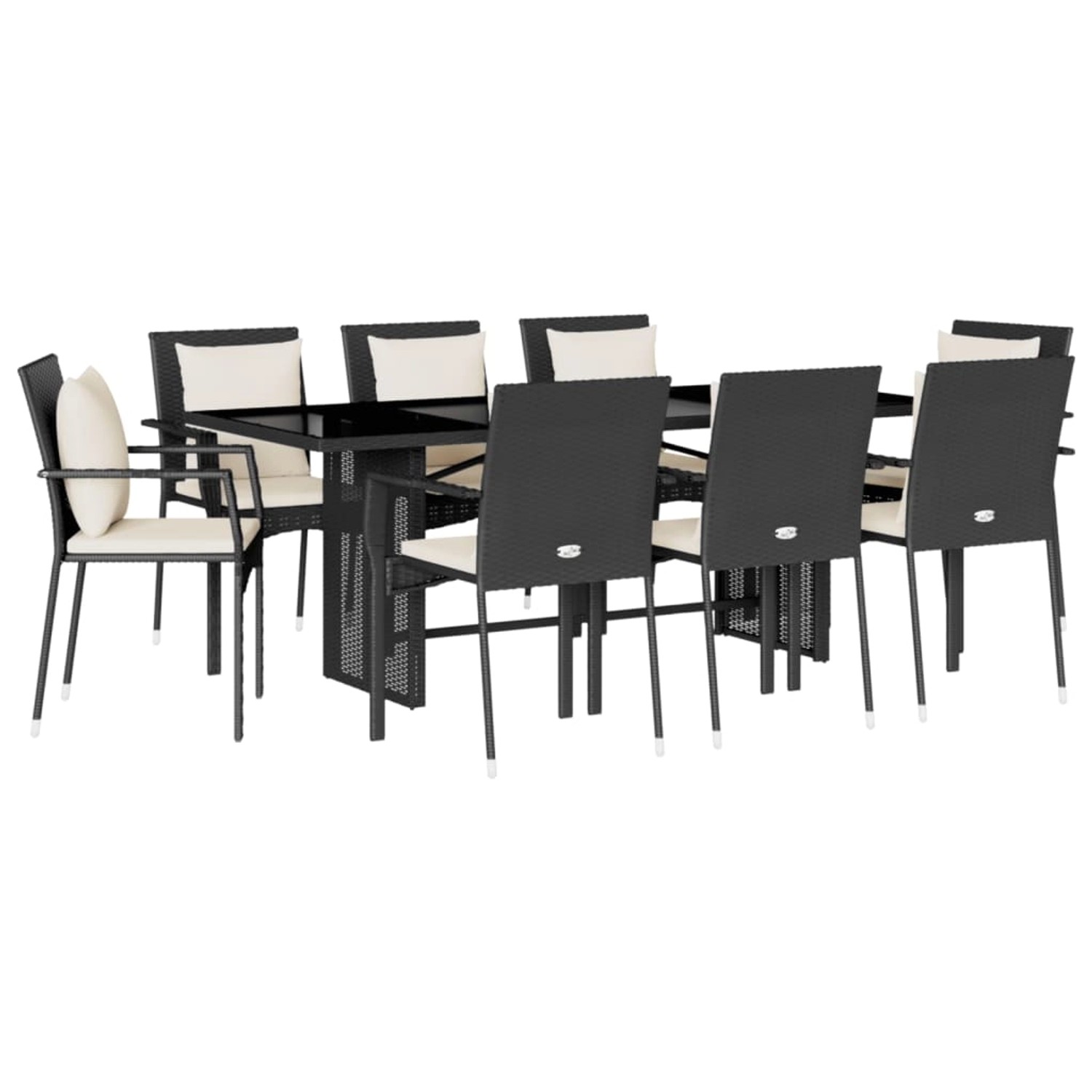 vidaXL 9-Tlg Garten-Essgruppe mit Kissen Schwarz Poly Rattan 3213491 günstig online kaufen