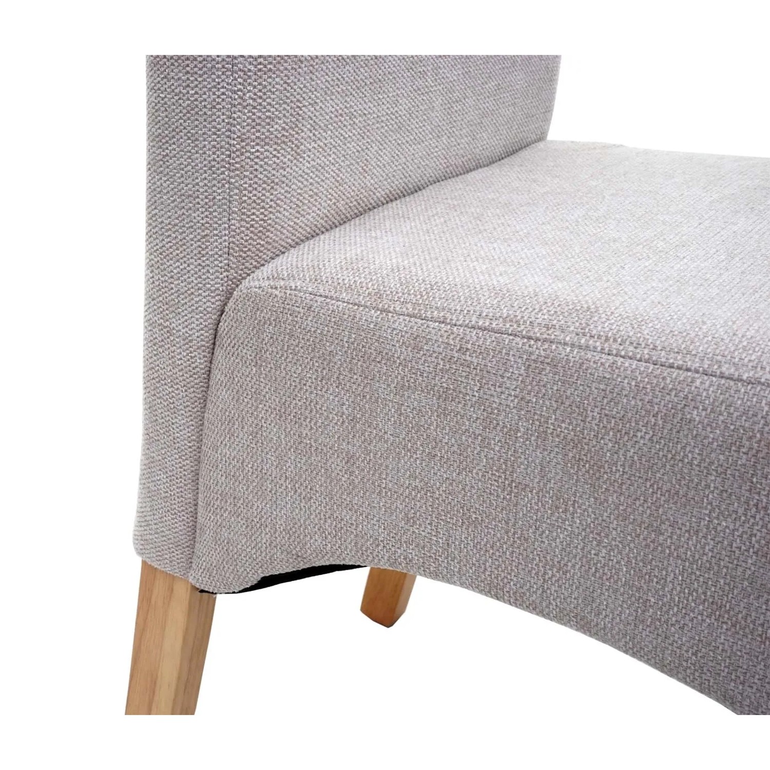 Detailansicht: MCW Esszimmerstuhl Crotone, 6er-Set, creme-beige mit hellen Holzbeinen.