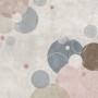 PROFHOME Kindertapete mit Kreismuster in Grau, Beige, Blau und Rosa.