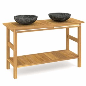 vidaXL Waschtisch mit Schwarzen Marmorbecken Massivholz Teak 3096579