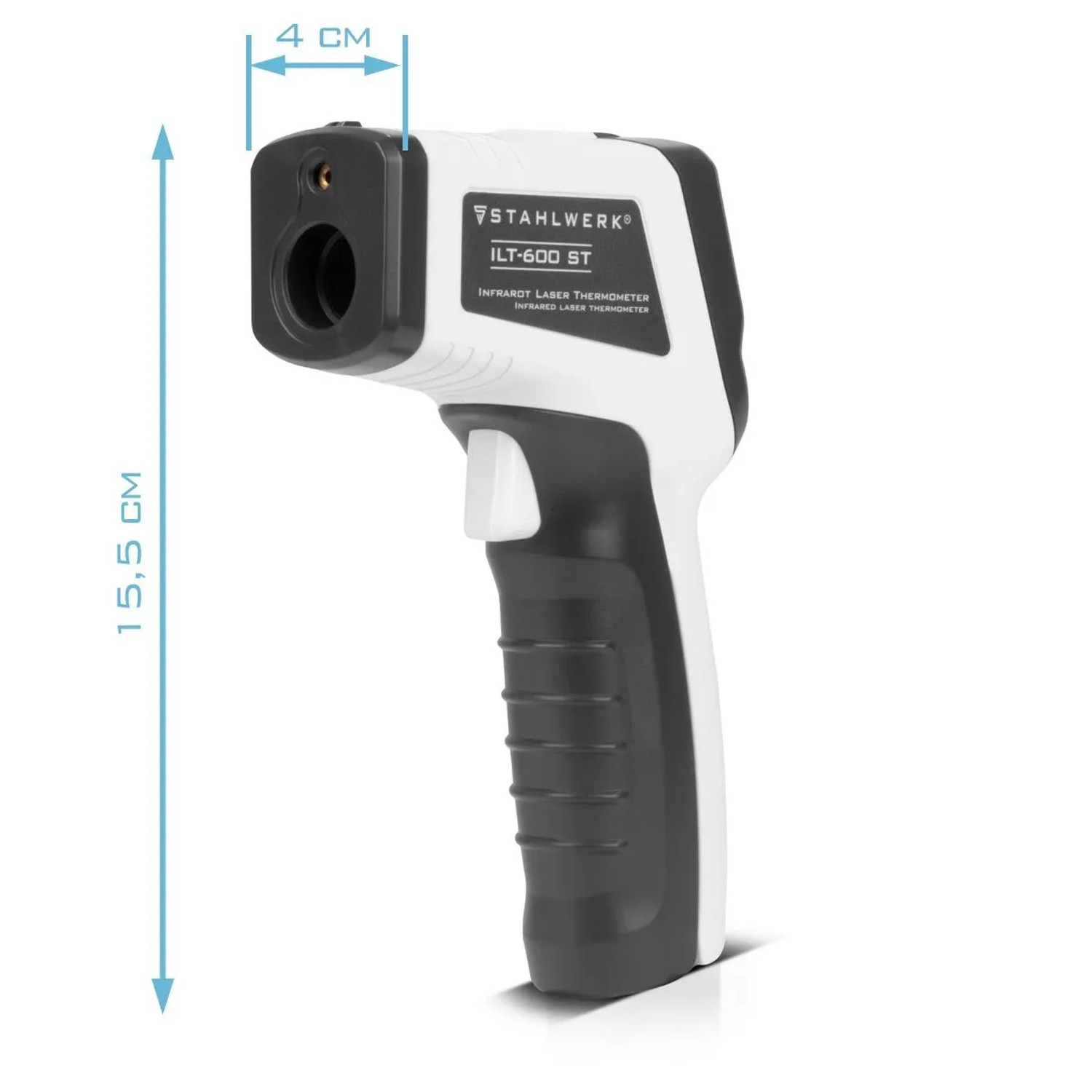 STAHLWERK Infrarot-Laser-Thermometer ILT-600 ST in Weiß-Grau für kontaktlose Temperaturmessungen.