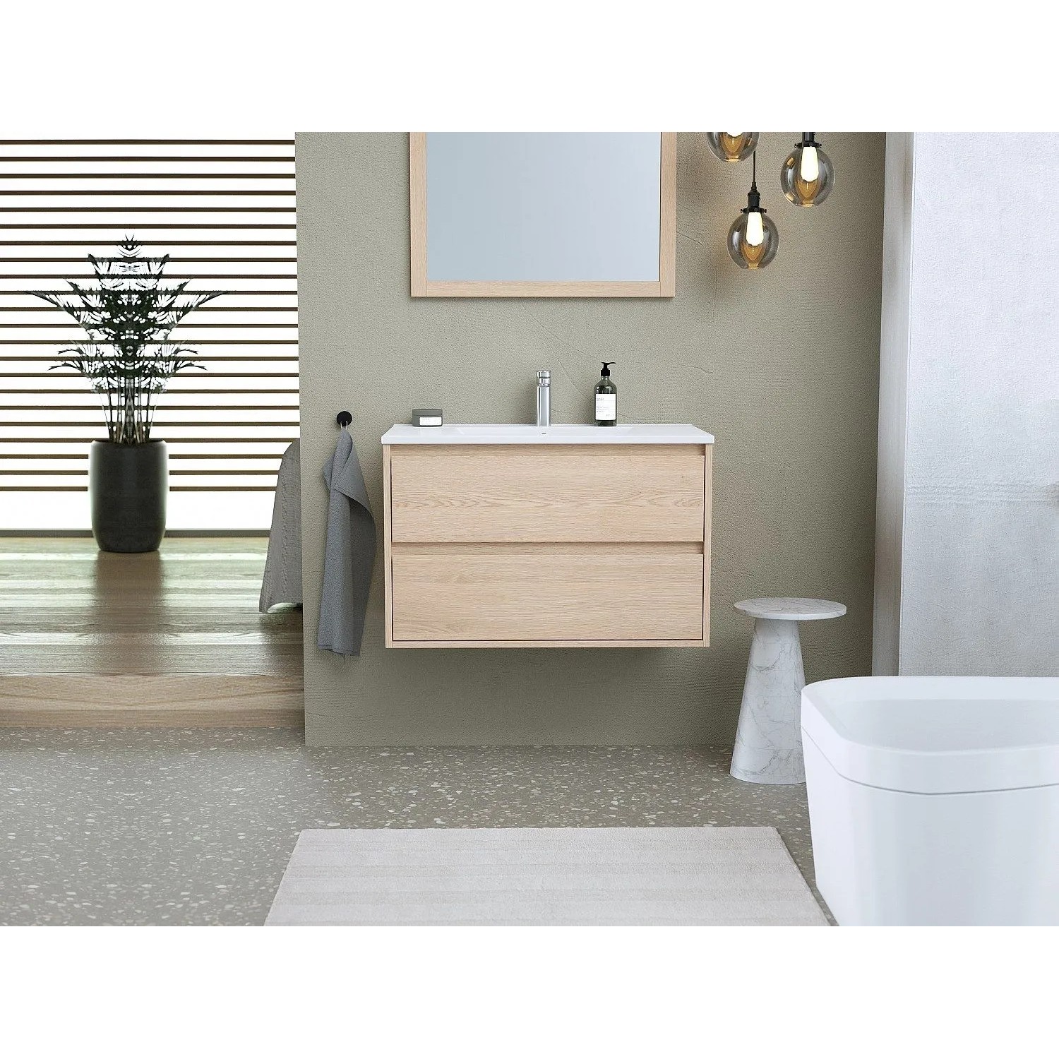 Vente-unique Einzelwaschtisch Milipam Naturfarben Hell 80 cm