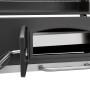 Detailaufnahme: Jamestown Holzkohlegrill Jaxon XL mit offener Kohleklappe und Warmhalterost.