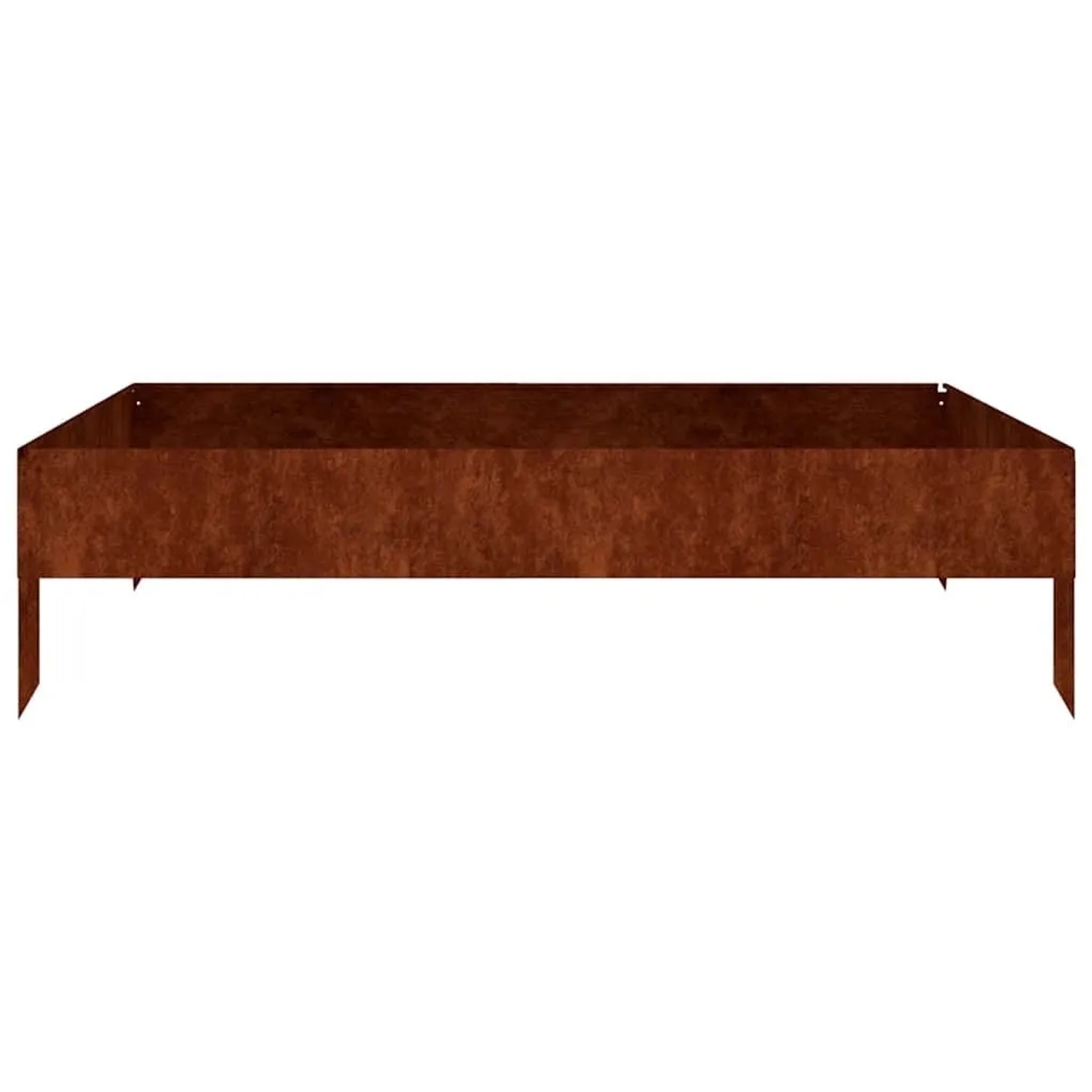 Rostbraunes Cortenstahl Hochbeet 100x100x26 cm. Robuster Blumenkasten für Garten und Balkon.