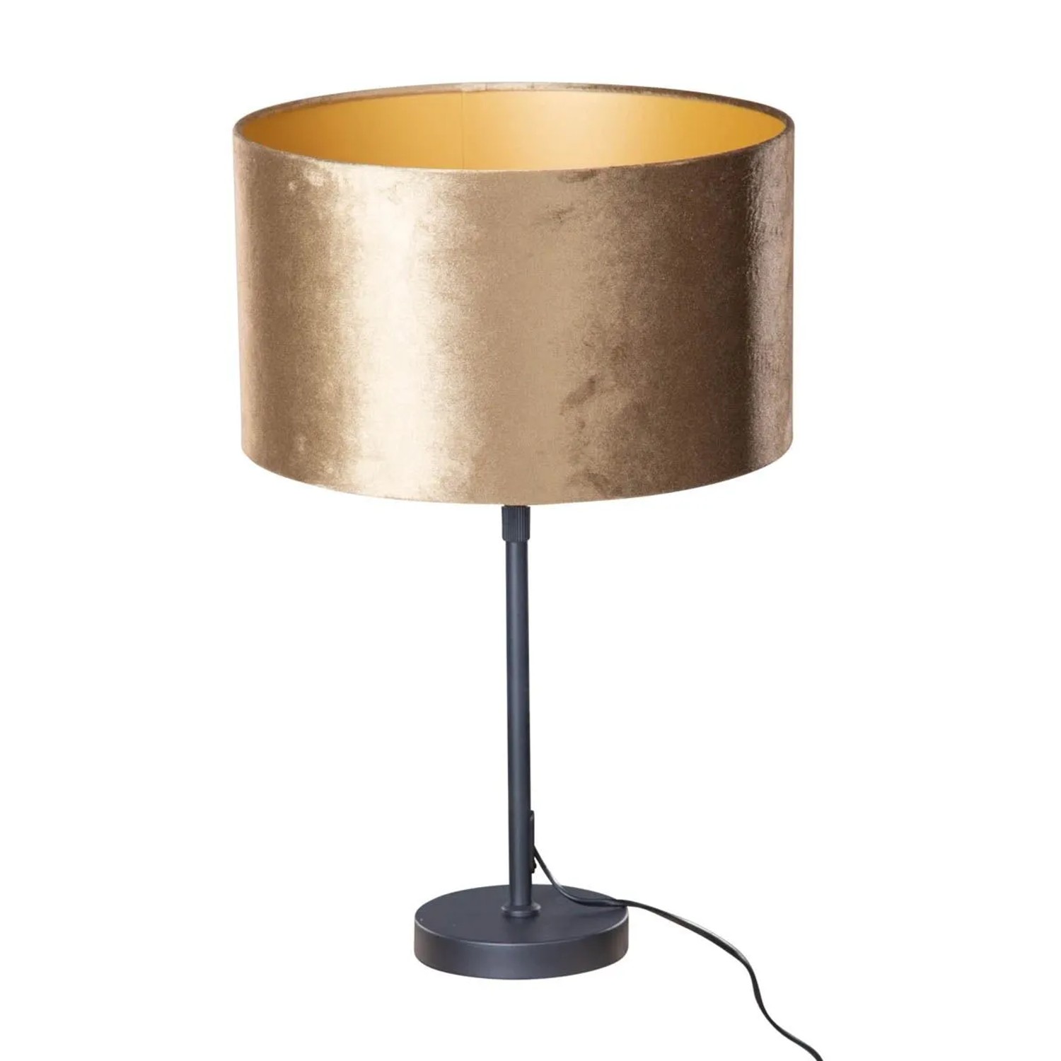 QAZQA Tischleuchte Schwarz mit Samtschirm Bronze 35cm Parte