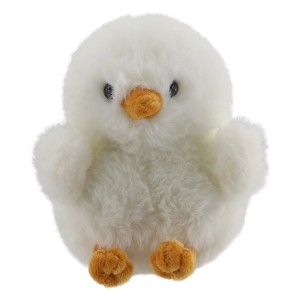 Weißes Plüsch-Küken, 9,5x11x13,5 cm, Osterdekoration.