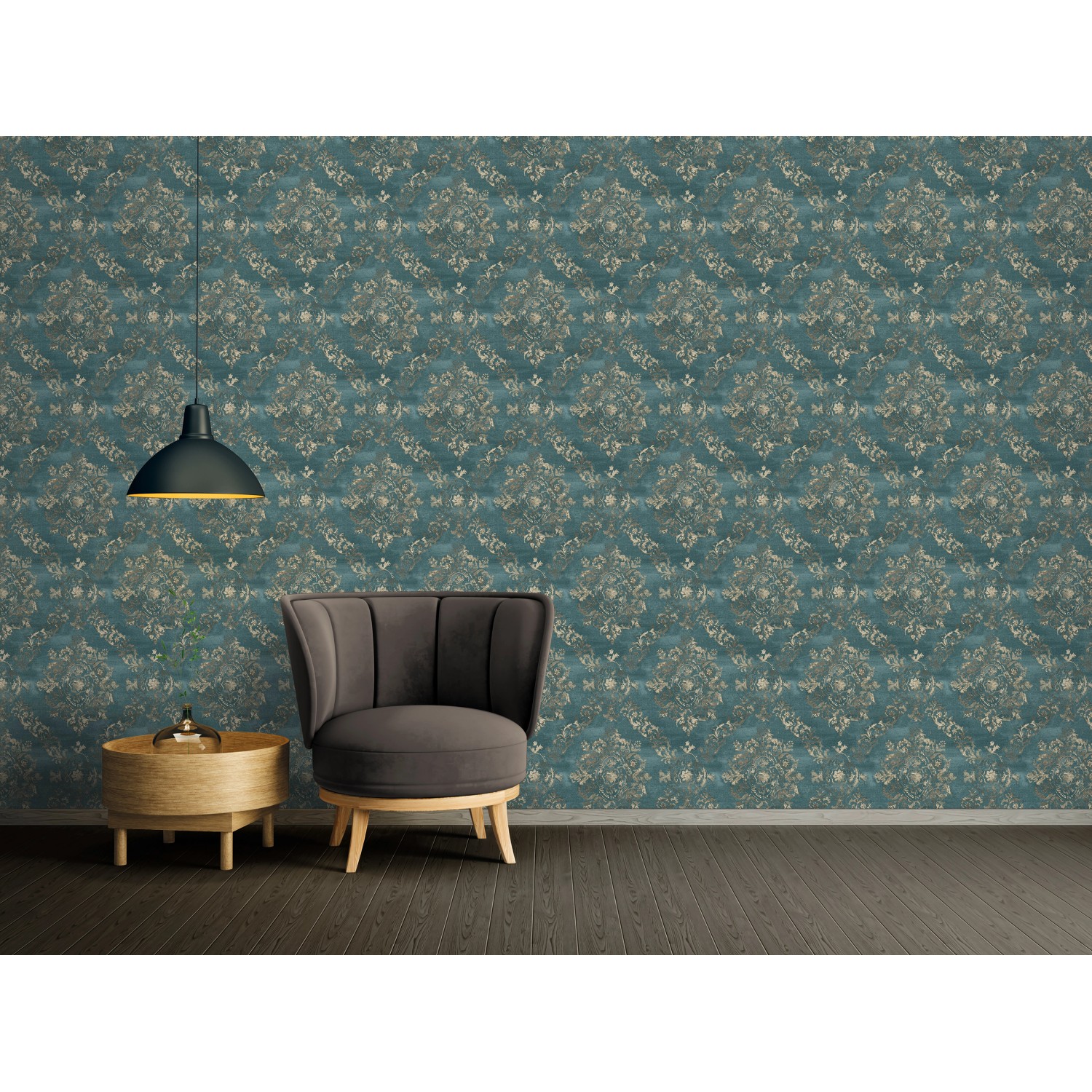 Carta Parati Tessuto Non Tessuto Carta Da Parati Secret Garden A.S.  Création - Stile Barocco - Blu Carta Parati Blu Ornamentale, image size:1500x1500