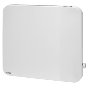 Weiße Vasner Konvi Plus Hybridheizung (600W) mit abgerundeten Ecken. Elektrische Infrarotheizung mit Konvektion.