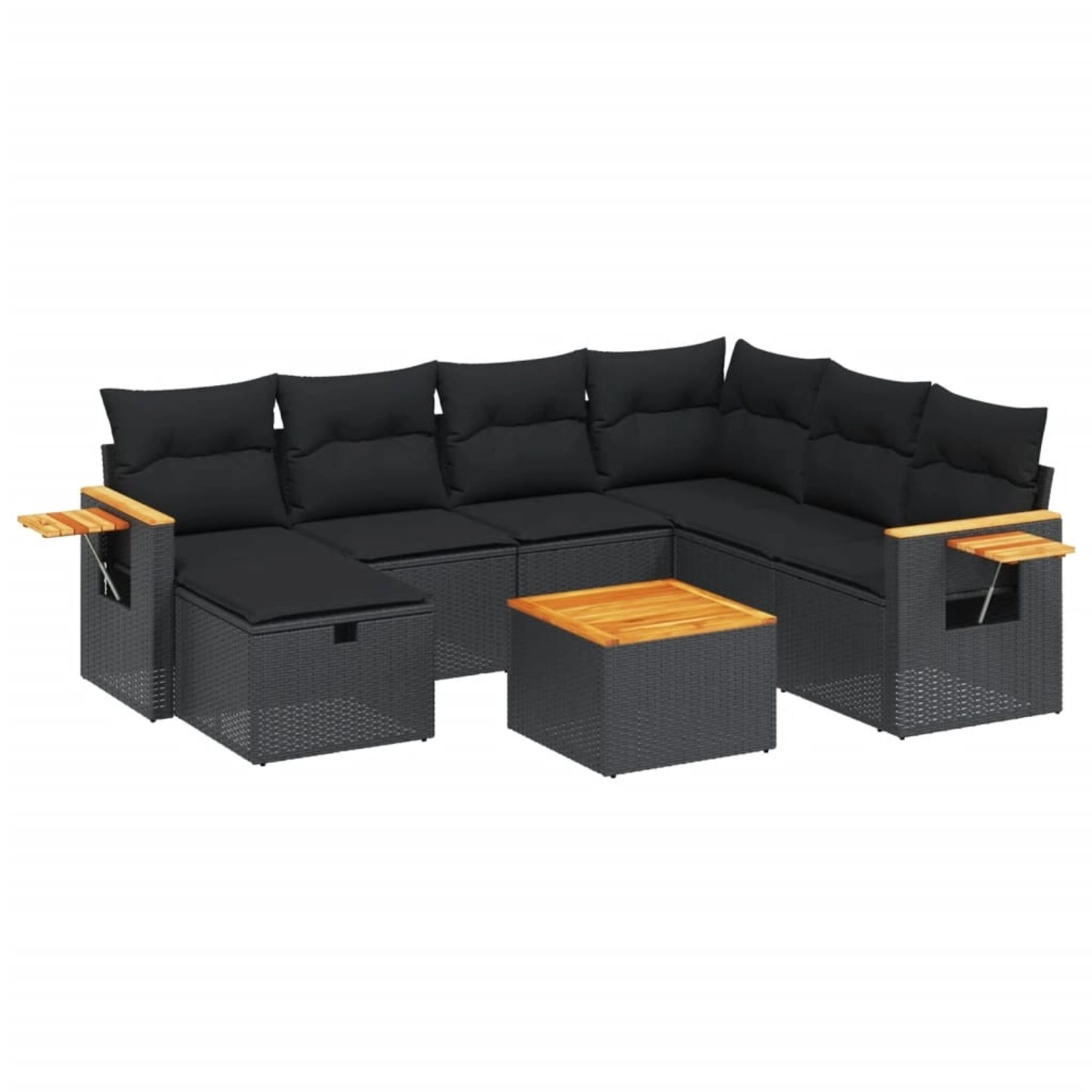 vidaXL 8-tlg Garten-Sofagarnitur mit Kissen Schwarz Poly Rattan Modell 138 günstig online kaufen