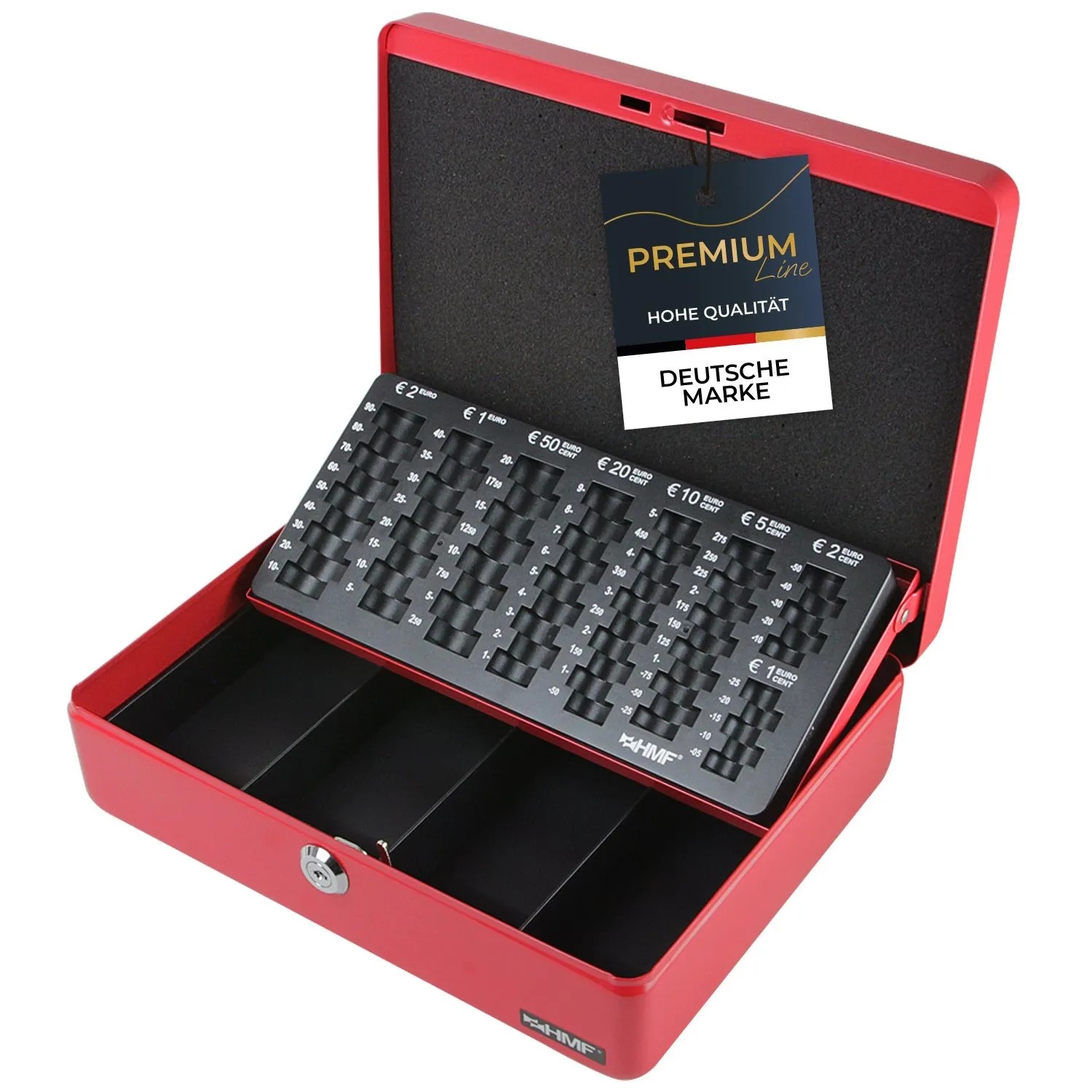 HMF 10015-03 Geldkassette Münzzählbrett 30 x 24 x 9 cm Rot
