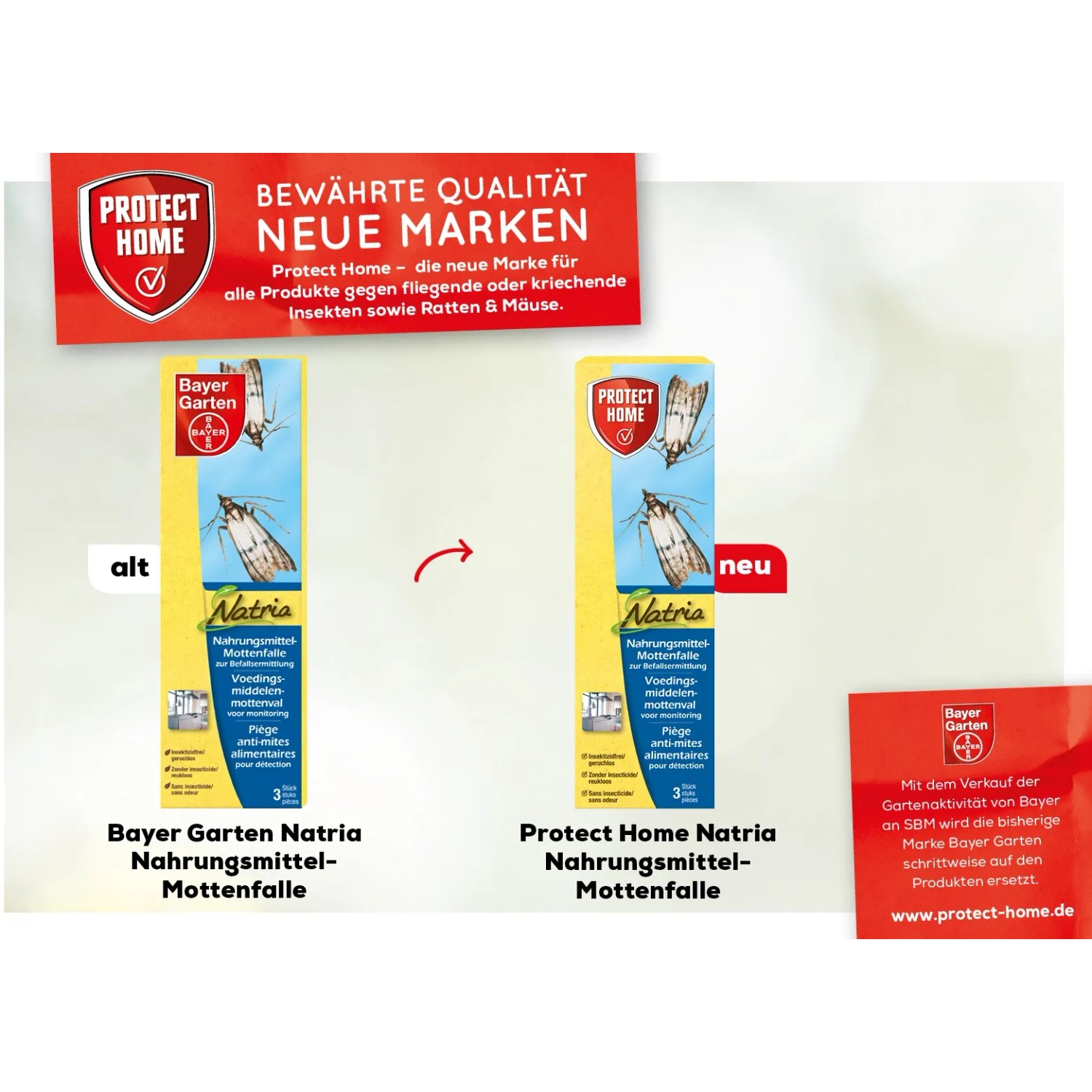 Protect Home Nahrungsmittel-Mottenfalle, 3er Pack. Klebefalle zur Bekämpfung von Lebensmittelmotten.