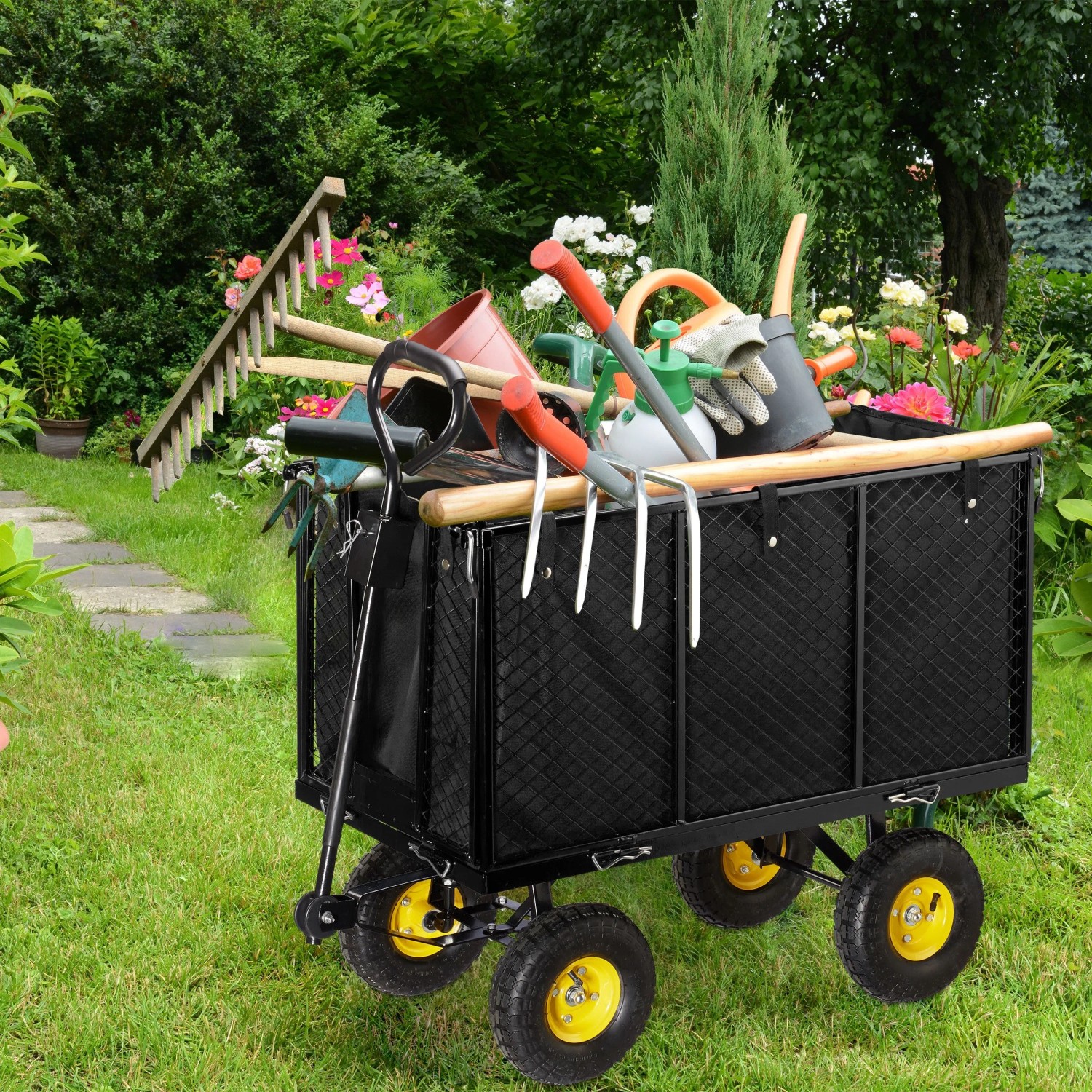 Relaxdays Bollerwagen Stahl Schwarz Klappbar 83 cm x 51 cm x 110 cm 23 kg_3