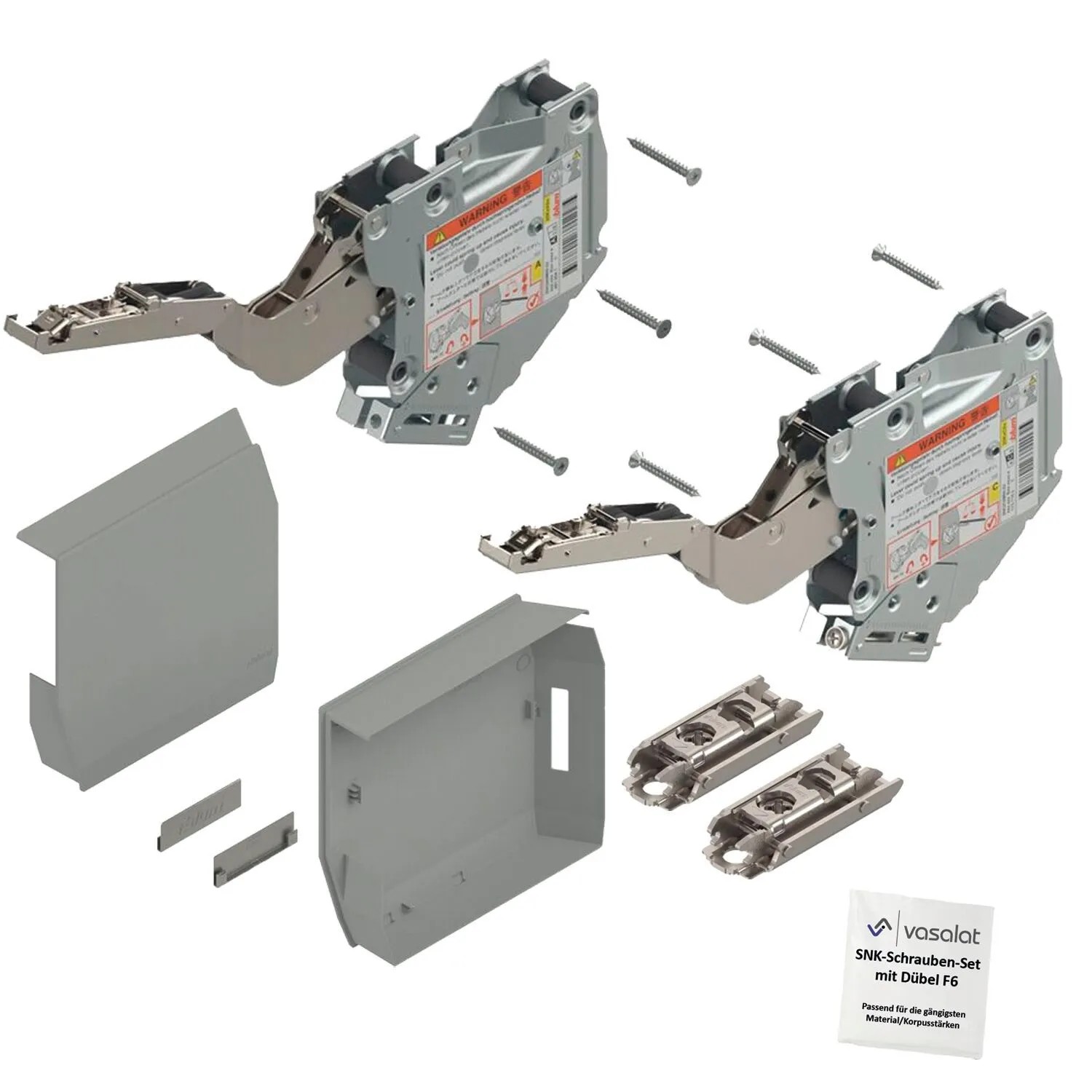 vasalat Set Blum Aventos HK-S Kraftspeicher 220-500 Klappenbeschlag Hellgrau mit Montageplatte