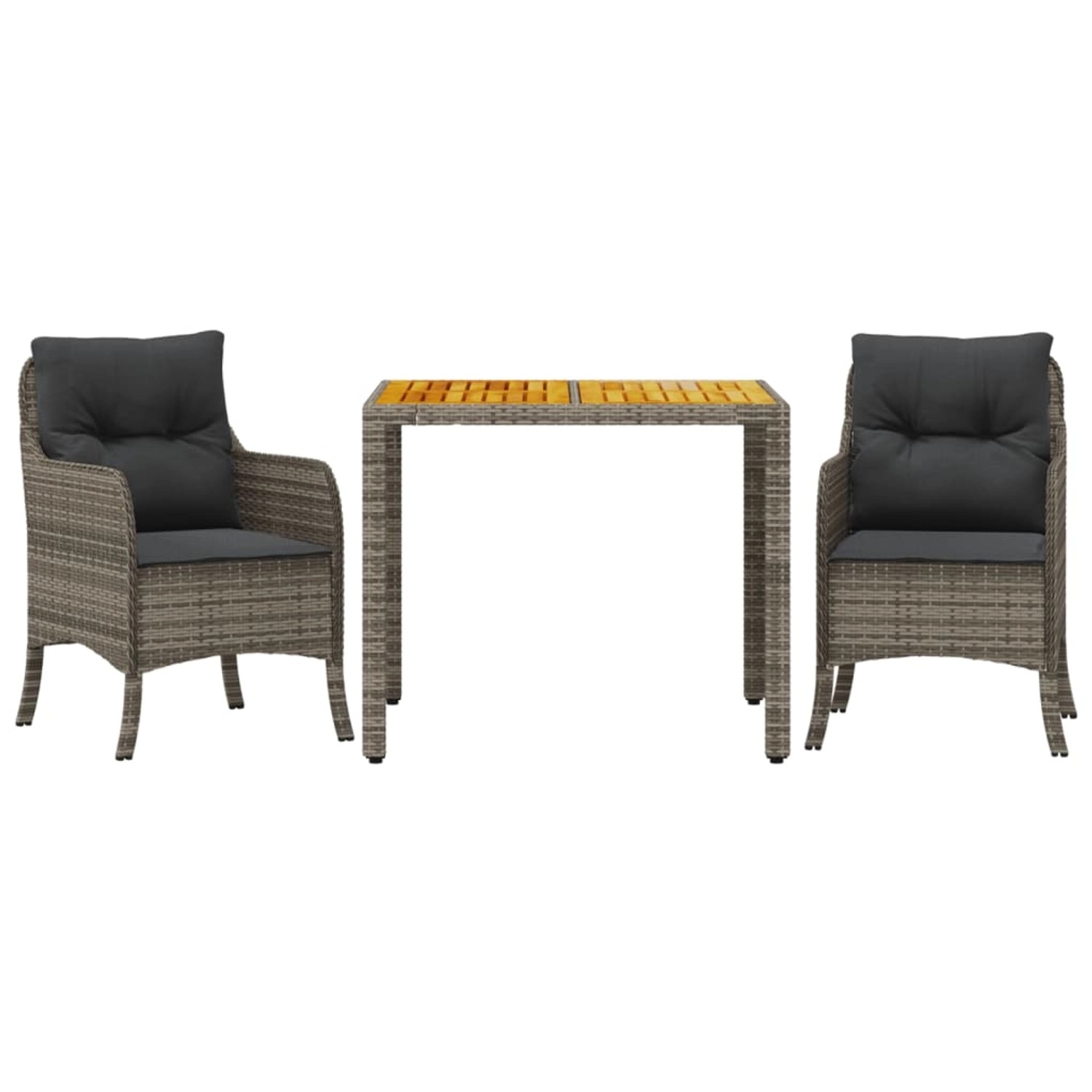 vidaXL 3-Tlg Garten-Essgruppe mit Kissen Grau Poly Rattan 3211872 günstig online kaufen