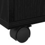 Detailaufnahme: Schwarzer, rollender vidaXL Schrank in Eichen-Optik mit Rollen.