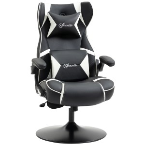 Vinsetto Gaming Stuhl mit Lautsprecher, schwarz-weiß, mit Wippfunktion. Bequemer Esszimmerstuhl.