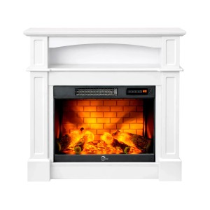 Eleganter weißer Sannover Elektrokamin Sifora 2000 W mit realistischem Flammeneffekt.