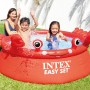 Intex Easy Set Pool Happy Crab, roter Quick-Up Pool mit Krabbendesign, Kinder spielen im Wasser.