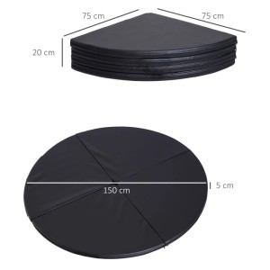 HOMCOM Tanzstangenmatte, schwarz, Ø 150cm, faltbar. Schutzmatte für Stangentanz und Fitness.