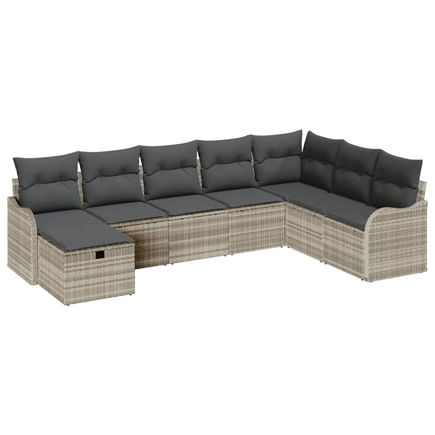vidaXL Garten-Sofa-Set mit Kissen 8-Tlg Hellgrau Poly Rattan 3360363 günstig online kaufen