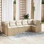Beiges 7-teiliges Garten-Sofa-Set aus Poly Rattan mit Kissen von vidaXL für Terrasse und Garten.