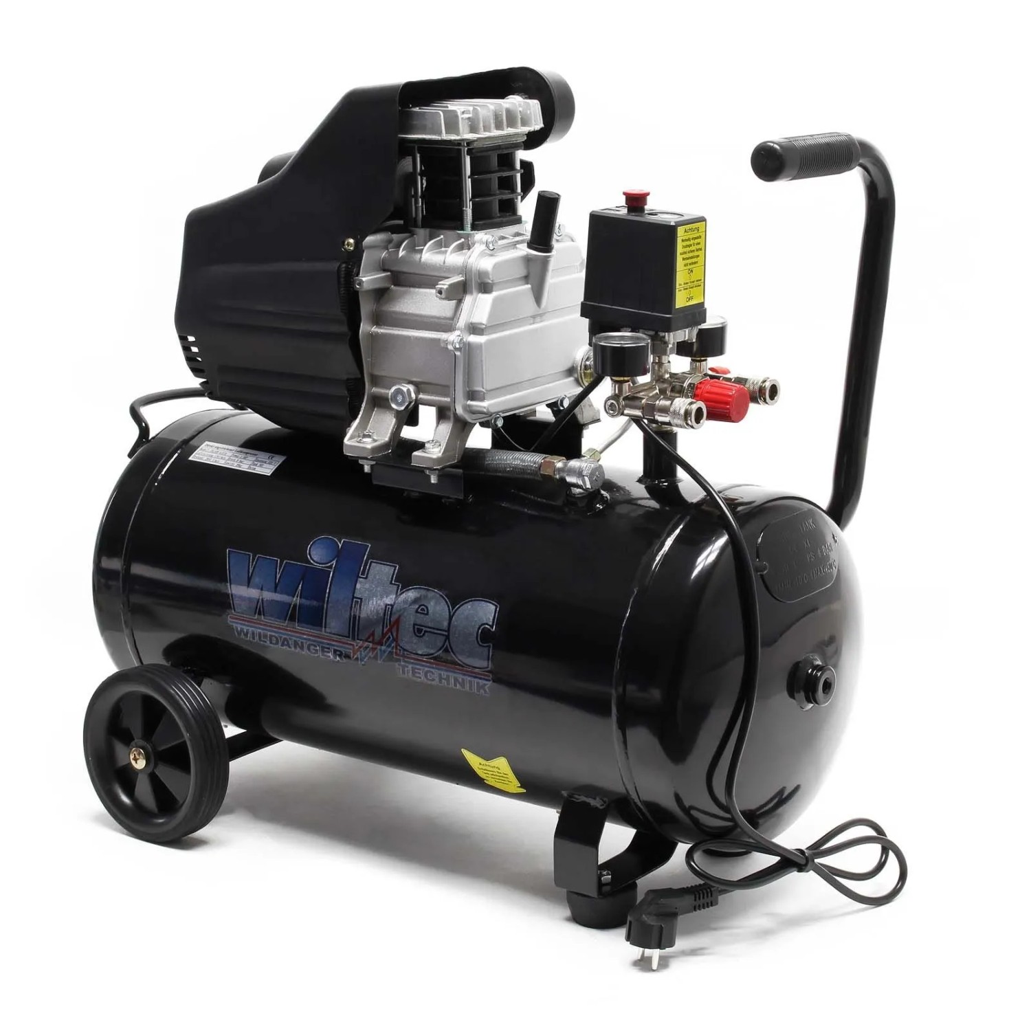 Wiltec Druckluftkompressor 50L Kessel 1500W 2Ps Mobiler Kompressor Werkstatt