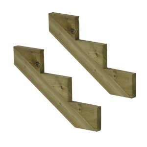 2er Set Vinuovo Treppenwange mit 3 Stufen aus KDI Holz für Außentreppen.