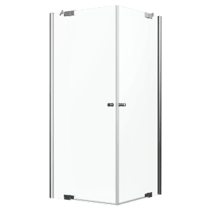 Eckdusche Brava Frame mit zwei Drehtüren und Festteilen, Chromoptik, 90x90x200 cm.