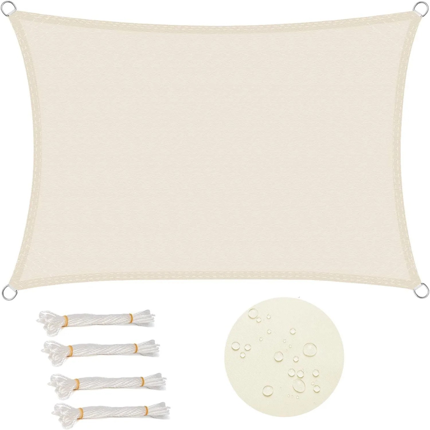 WOLTU Sonnensegel Sonnenschutz PES Windschutz UV Schutz Creme 4x6 m