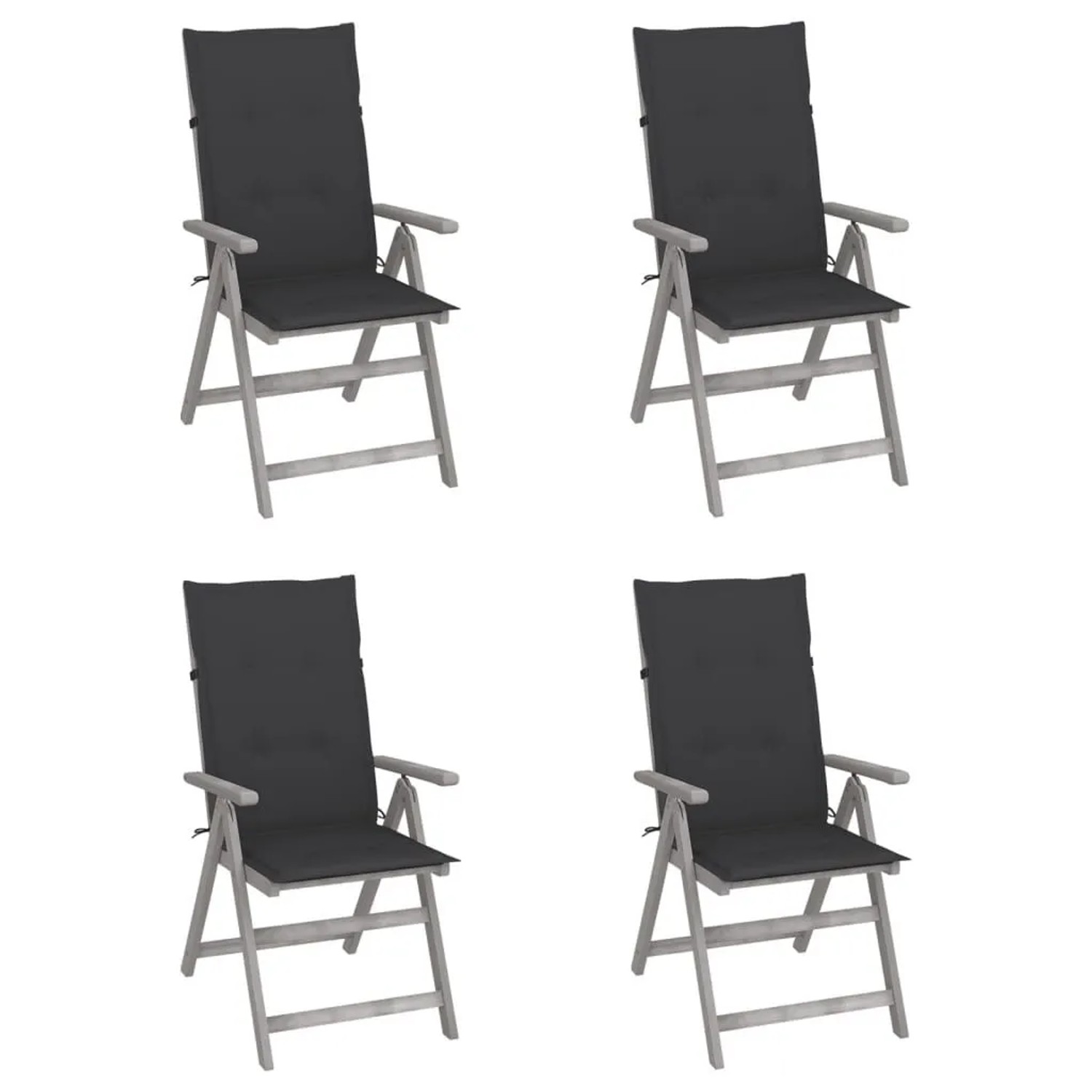 vidaXL Hochlehner Verstellbar 4 Stk mit Auflagen Massivholz Akazie 3065377