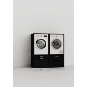 Waschturm Waschmaschinenschrank Twin collection 4.1 Schwarz Eiche-Optik