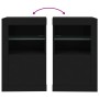 Schwarzer vidaXL Beistellschrank mit LED-Leuchten und Glasablage für Büros.
