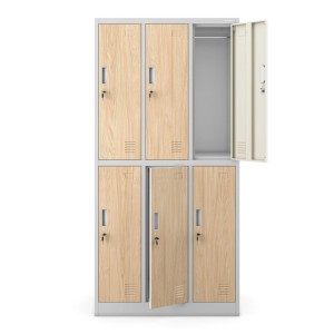 JAN NOWAK Arbeitsschutz-Garderobenschrank Grau Eiche Sonoma 6-Türig IGOR 185x90x45 cm