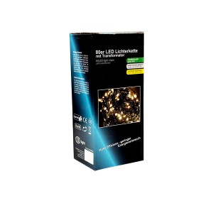 Mojawo 80er Lichterkette LEDs  Weihnachtsbeleuchtung Innen und Außen Warmweiß Grün