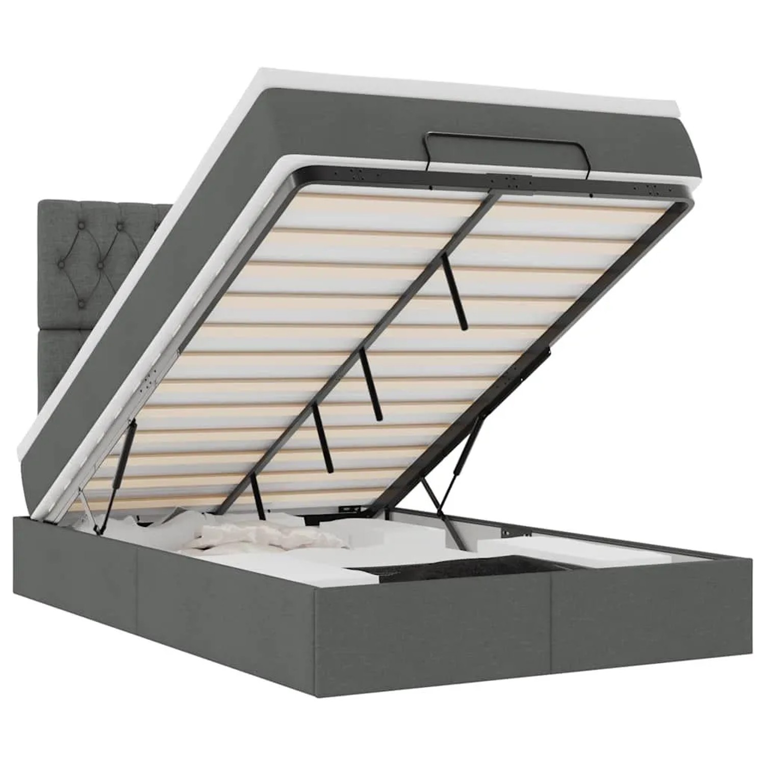 vidaXL Ottoman-Bett mit Matratze Dunkelgrau 120x190 cm Stoff 3313224