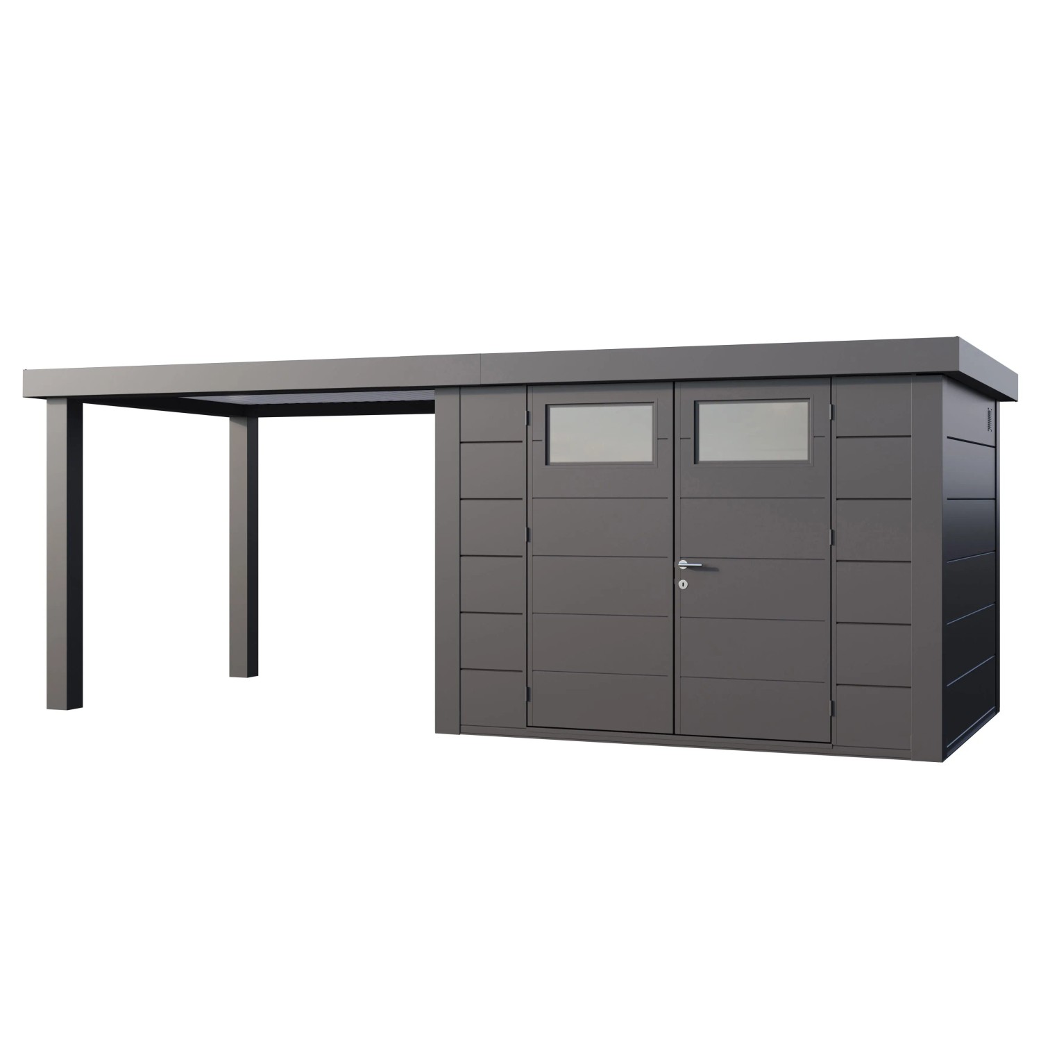Gerätehaus Classico 3024 mit Offene Lounge L Links 582 cm x 238 cm Anthrazi günstig online kaufen