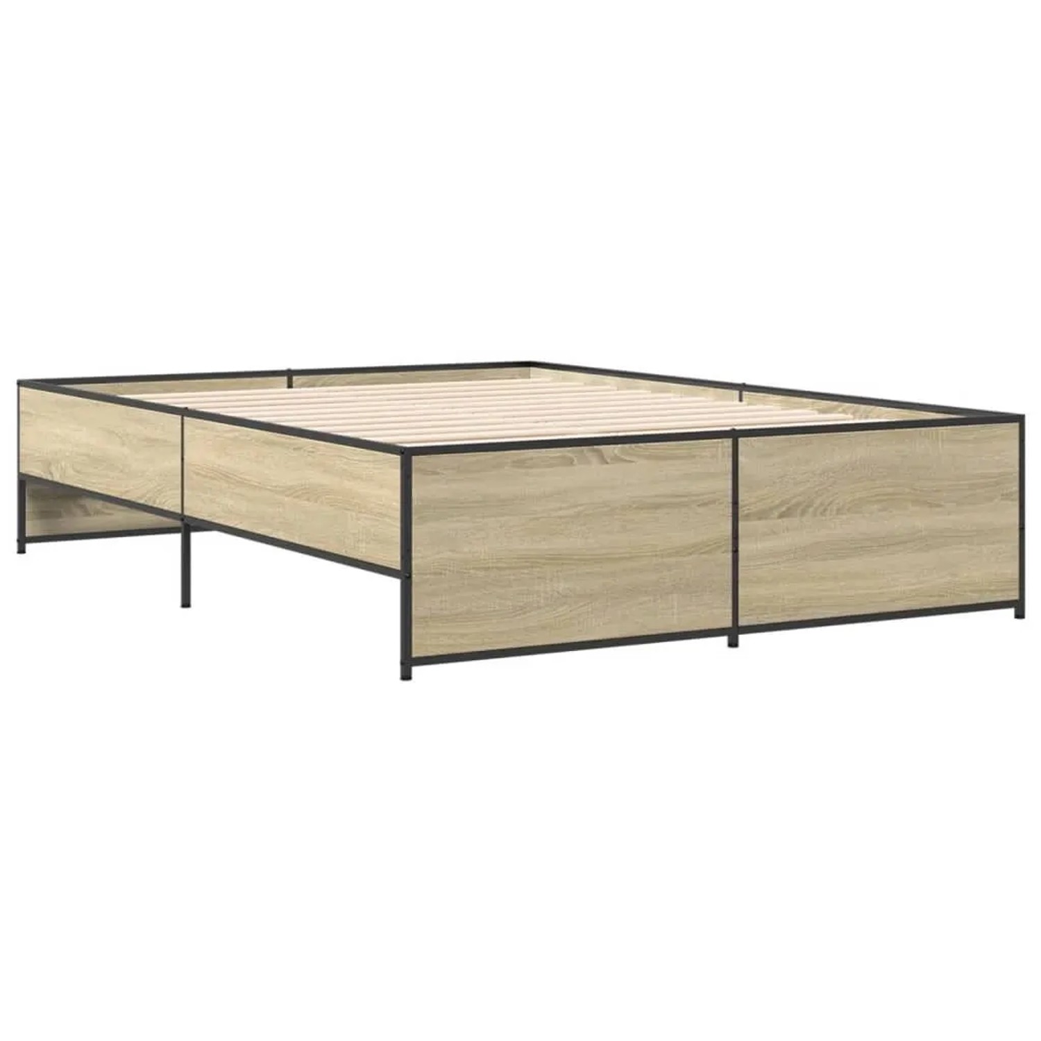 vidaXL Bettgestell Sonoma-Eiche 120x200 cm Holzwerkstoff und Metall 3279893 günstig online kaufen