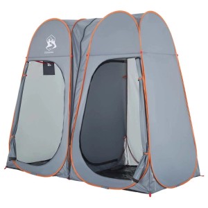 Grau-oranges vidaXL Pop-Up Sichtschutzzelt für Camping. Wasserdichtes Umkleidezelt mit offenem Eingang.