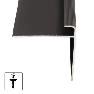 KARAT Stufenkantenprofil Safety, F-Form, Bronze Dunkel, 50x53x1000 mm, Treppenkantenprofil
