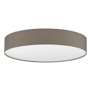 Runde LED-Deckenleuchte Romao (Ø 57 cm) in Taupe mit Textilschirm für Wohnraumbeleuchtung.