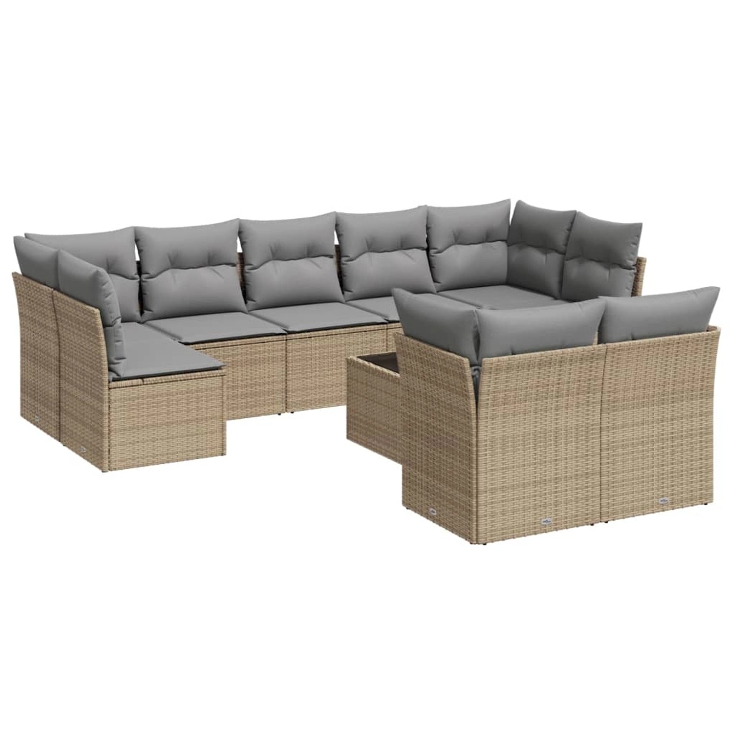 vidaXL 10-Tlg Garten-Sofagarnitur mit Kissen Beige Poly Rattan 3218159 günstig online kaufen