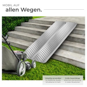 Tectake Auffahrrampen Sven 2Er Set Aus Verzinktem Stahl 160 x 23 x 4 50 cm Silber